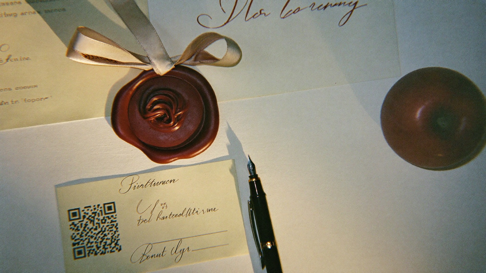 Wedding stationery with a QR place card